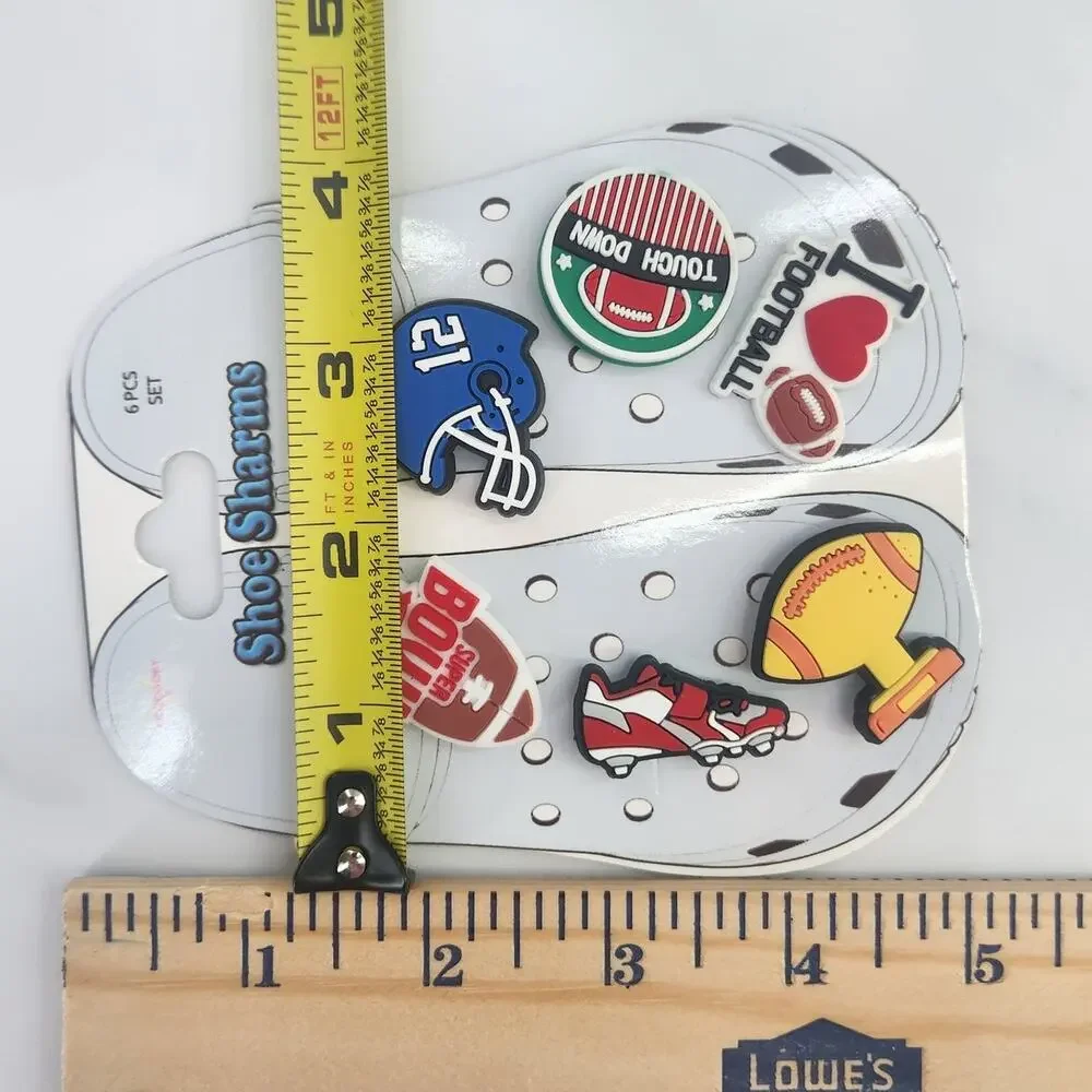 NEW Set of 6 American Football Themed Charms / Buttons for Crocs Super Bowl